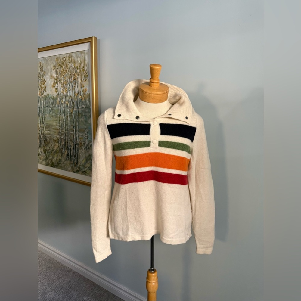Woolrich Stripe Pullover Sweater Medium Retro Outdoor Knit